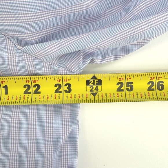 Ledbury Mens Classic Fit Long Sleeve Shirt 16 Blue Pink Gingham Check Cotton - Picture 8 of 9